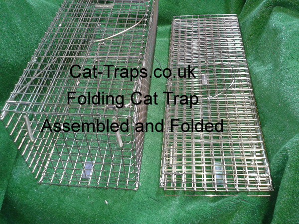 folded cat trap and assembled cat trap